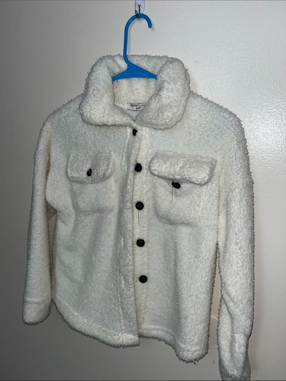 Sincerely Jules Cream Sherpa Button-Up Kids Jacket